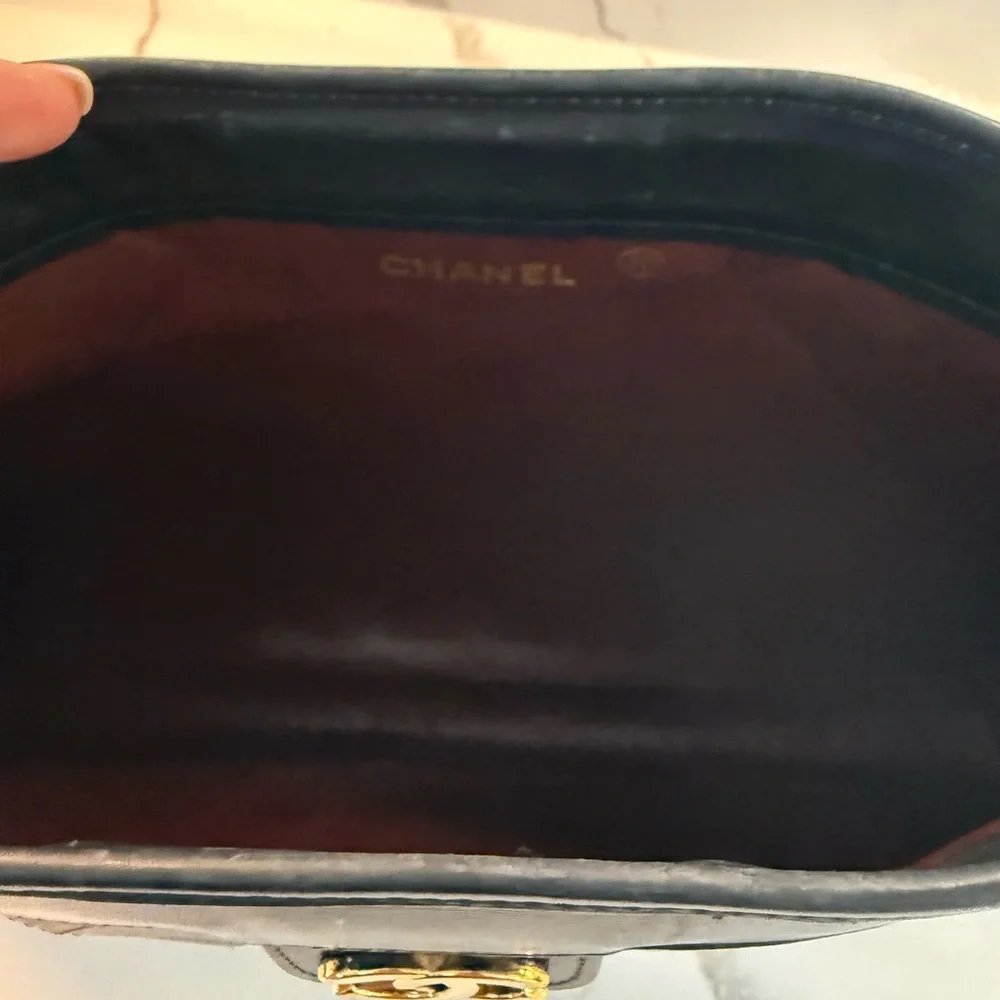 CHANEL Black Vintage Quilted Clutch with Gold 24k Logo - Picture 12 of 16